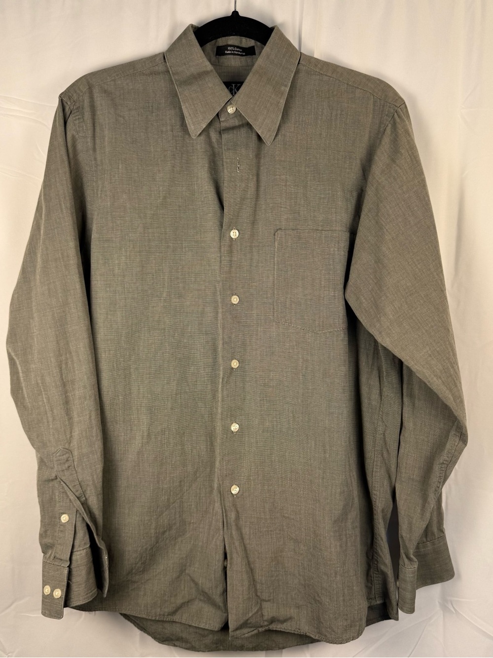 Calvin Klein Gray Button-Up Dress Shirt Men’s Medium 15 34/35 Cotton